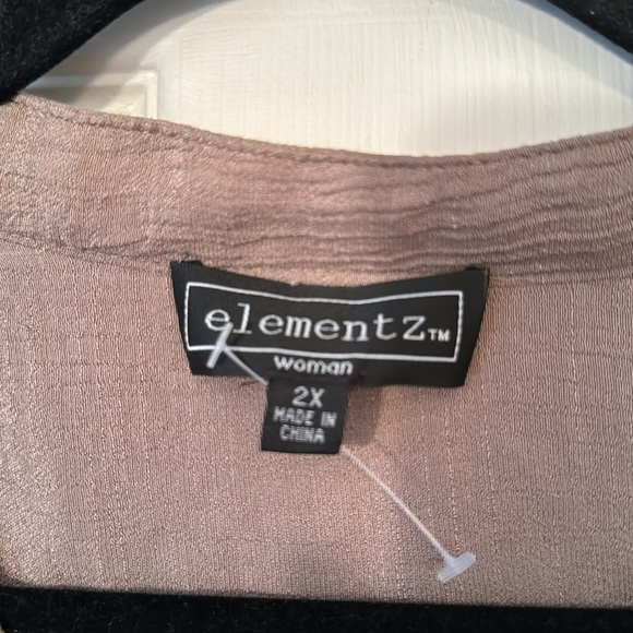 Elementz brown tunic gauze lightweight material NWT 2 front zipper pockets - Picture 2 of 9